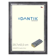 DANTIK rám na obrázky, puzzle, fotografie 29,7x42 | IVANETE sivá (Plexi Clear)
