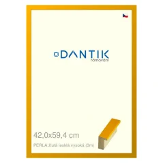DANTIK rám na obrázky, puzzle, fotografie 42x59,4 | PERLA žltá lesklá vysoká (Plexi Clear)