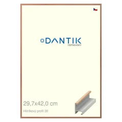 DANTIK rám na obrazy, puzzle, fotografie 29,7x42 | ALU profil 6030 Dubová dýha matný lak (Plexi Clear)