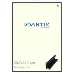 DANTIK rám na obrázky, puzzle, fotografie 29,7x42 | ALU profil 7273 Čierny matný (Plexi Clear)