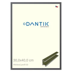 DANTIK rám na obrázky, puzzle, fotografie 30x40 | ALU profil 7003 Platinum matt (Plexi Clear)
