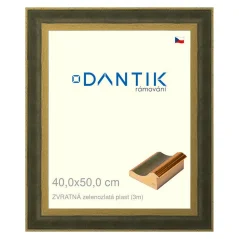 DANTIK rám na obrázky, puzzle, fotografie 40x50 | BACK zeleno-zlatý plast (Plexi Clear)