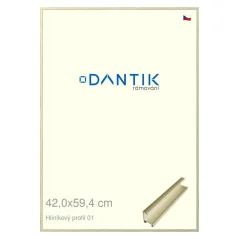 DANTIK rám na obrázky, puzzle, fotografie 42x59,4 | ALU profil 7001 zlatá lesklá alternatíva (Plexi Clear)