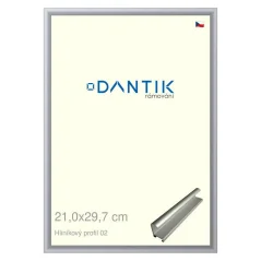 DANTIK rámeček na obraz, puzzle, fotku 21x29,7 | ALU profil 7002 Stříbrná matná (Sklo Čiré)