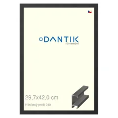 DANTIK rám na obrázky, puzzle, fotografie 29,7x42 | ALU profil 6240 Čierny matný (Plexi Clear)