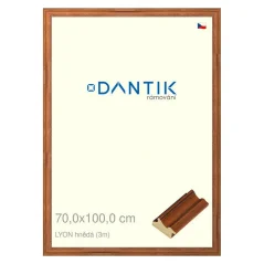 DANTIK rám na obrázky, puzzle, fotografie 70x100 | LYON hnedý (Plexi Clear)