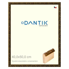 DANTIK obraz, puzzle, fotorámik 40x50 | Vysoké staré zlato s ornamentom (Plexi číre)