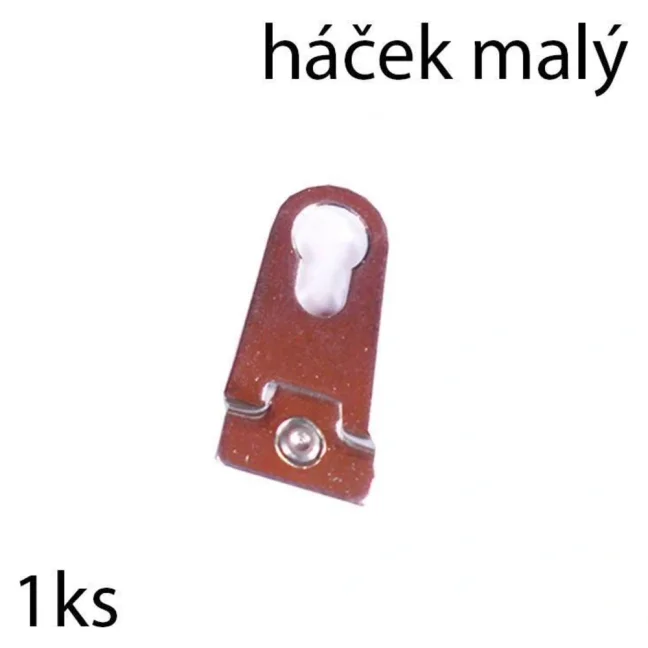 Kování na ALU rámy MALÝ mont. kanál - Háček NIELSEN malý