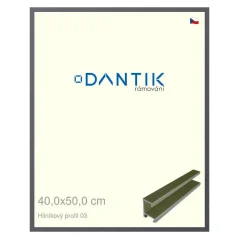 DANTIK rám na obrázky, puzzle, fotografie 40x50 | ALU profil 7003 Platinum matný (sklo číre)