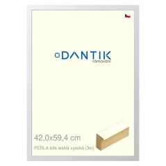 DANTIK rám na obrázky, puzzle, fotografie 42x59,4 | PERLA biela lesklá vysoká (Plexi Clear)