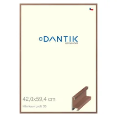 DANTIK rám na obrazy, puzzle, fotografie 42x59,4 | ALU profil 6035 Orechová dyha (Plexi Clear)