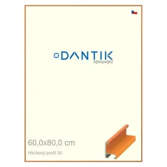 DANTIK rám na obrazy, puzzle, fotografie 60x80 | ALU profil 6030 Oranžová farebná dyha (Plexi Clear)
