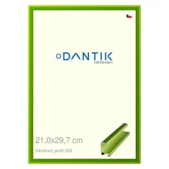 DANTIK rámeček na obraz, puzzle, fotku 21x29,7 | ALU profil 7269 Zelená Smaragd broušená (Sklo Čiré)