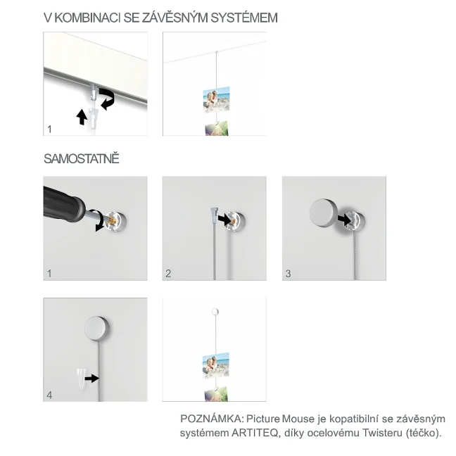 Systém na zavesenie obrázkov Mouse (5 kusov)