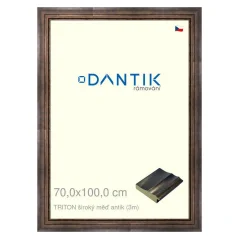 DANTIK rám na obrázky, puzzle, fotografie 70x100 | TRITON široký medený antický (Plexi Clear)
