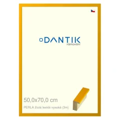 DANTIK rám na obrázky, puzzle, fotografie 50x70 | PERLA žltá lesklá vysoká (Plexi Clear)