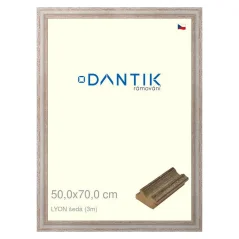 DANTIK rám na obrázky, puzzle, fotografie 50x70 | LYON sivá (Plexi Clear)