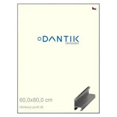 DANTIK rám na obrázky, puzzle, fotografie 60x80 | ALU profil 6030 Oceľ (Plexi Clear)
