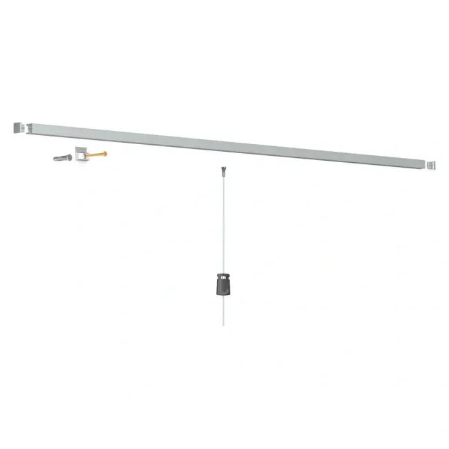 Závesný systém na obrazy - SET Contour Rail strieborná (4x oceľ 4x MG1)