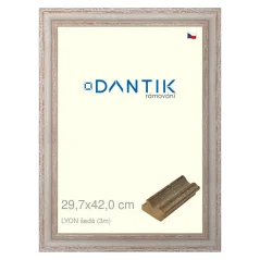 DANTIK rám na obrázky, puzzle, fotografie 29,7x42 | LYON sivá (Plexi Clear)