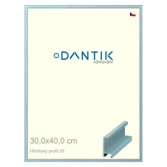 DANTIK rám na obrazy, puzzle, fotografie 30x40 | ALU profil 6035 Dýha farebná modrá pastelová (Plexi Clear)