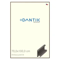 DANTIK rám na obrázky, puzzle, fotografie 70x100 | ALU profil 6035 Hnedý tmavý (Plexi číry)