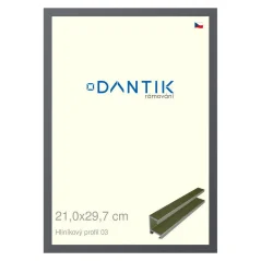 DANTIK rámeček na obraz, puzzle, fotku 21x29,7 | ALU profil 7003 Platina matná (Sklo Čiré)