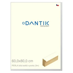 DANTIK rám na obrázky, puzzle, fotografie 60x80 | PERLA biela lesklá vysoká (Plexi Clear)