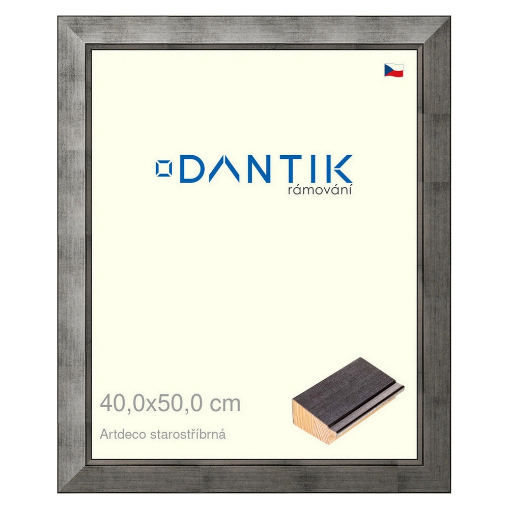 DANTIK rám na obraz 40x50 | Artdeco starostříbrná (Sklo Čiré)